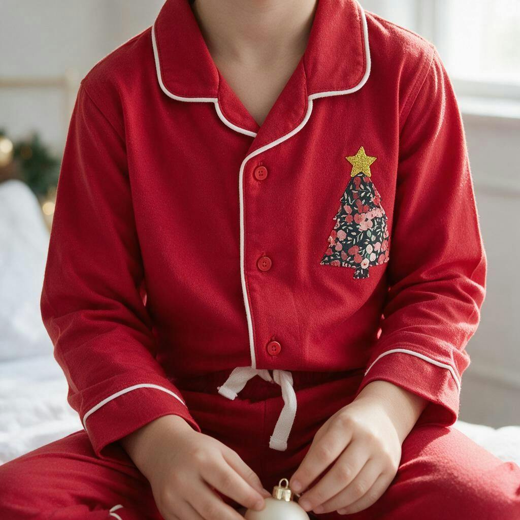 Liberty of London children's Christmas tree classic pyjamas - red