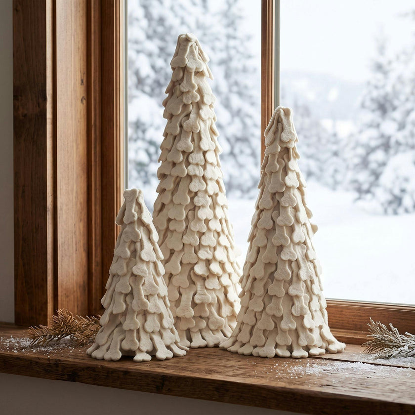 Dog Bone Trees- 3 Piece Set- Handmade of Hand Felted Wool