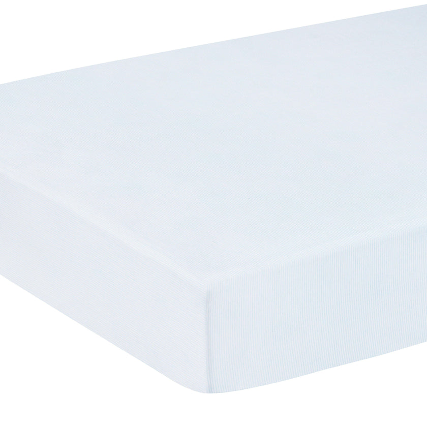 Pima Crib Sheet - Light Blue Signature Stripe