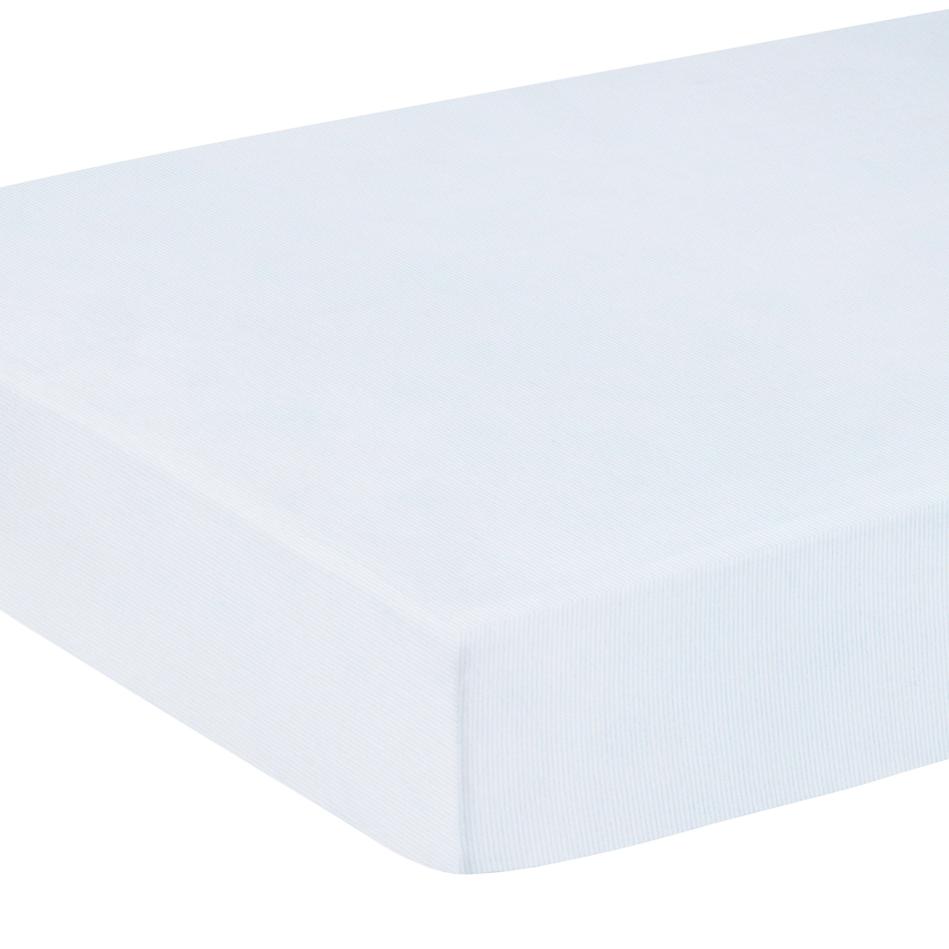 Pima Crib Sheet - Light Blue Signature Stripe