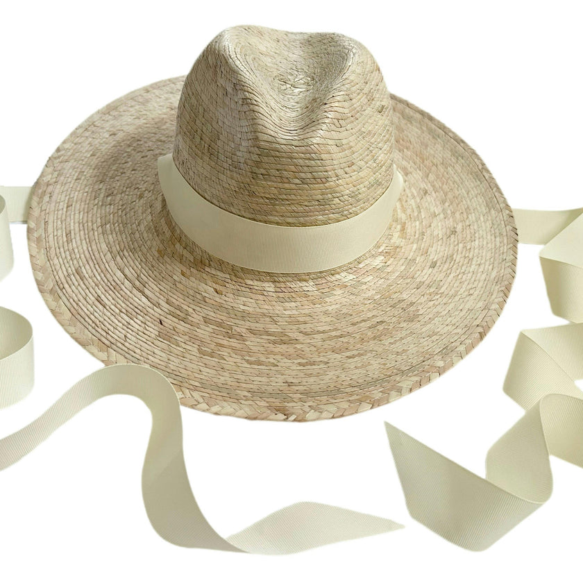 Zinnia Sun Hat - Long Ivory Grosgrain Ribbon