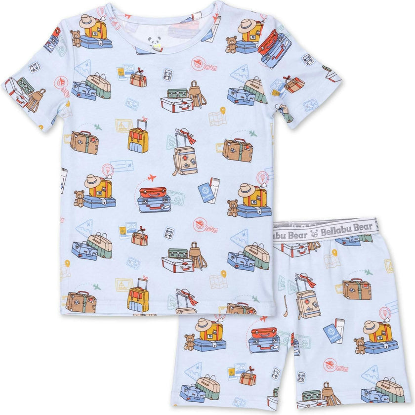 Vintage Suitcases Kids Pajama Short Set