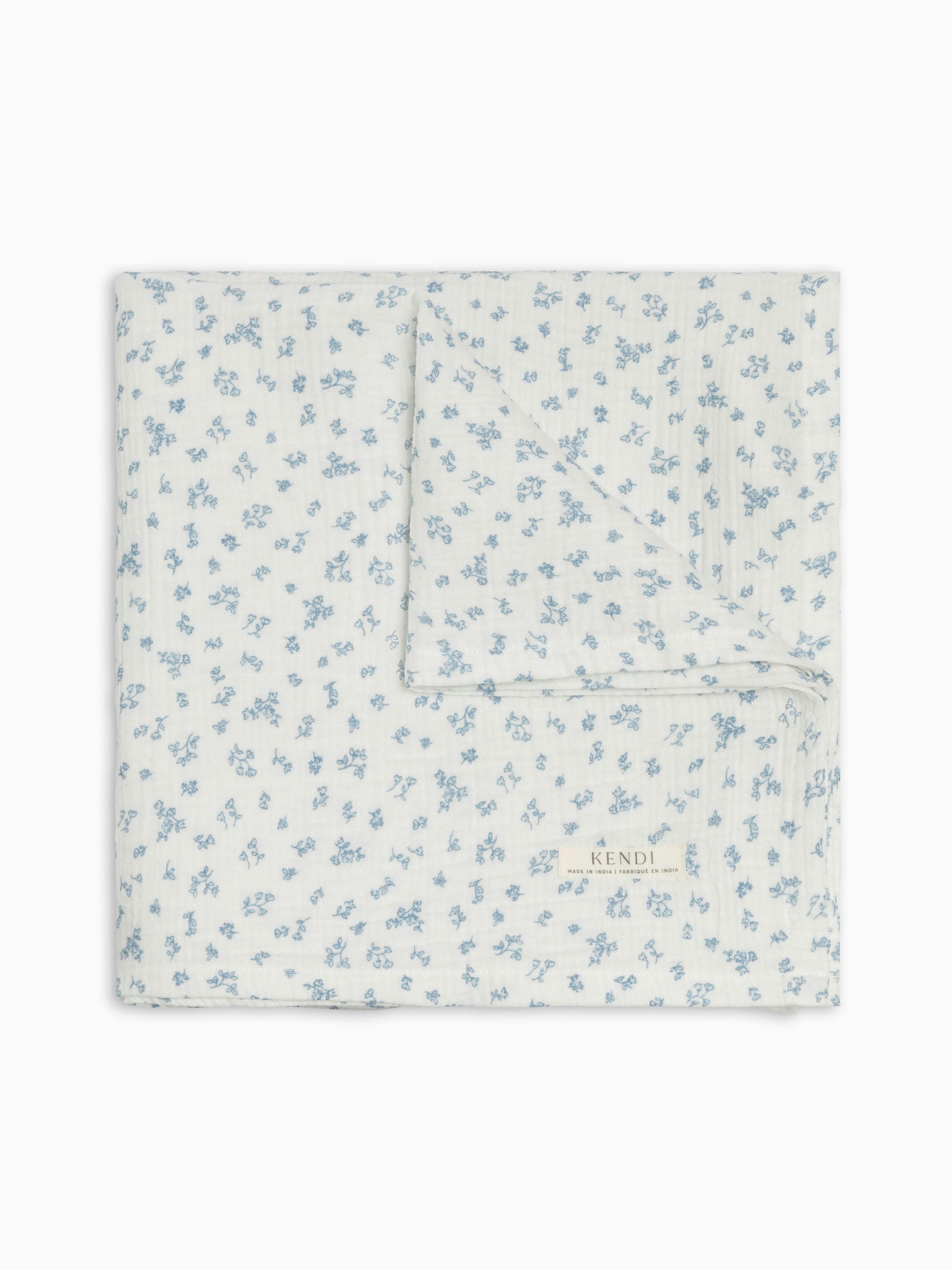 Muslin Swaddle Blanket - Rosebay Floral / Coconut + Sea