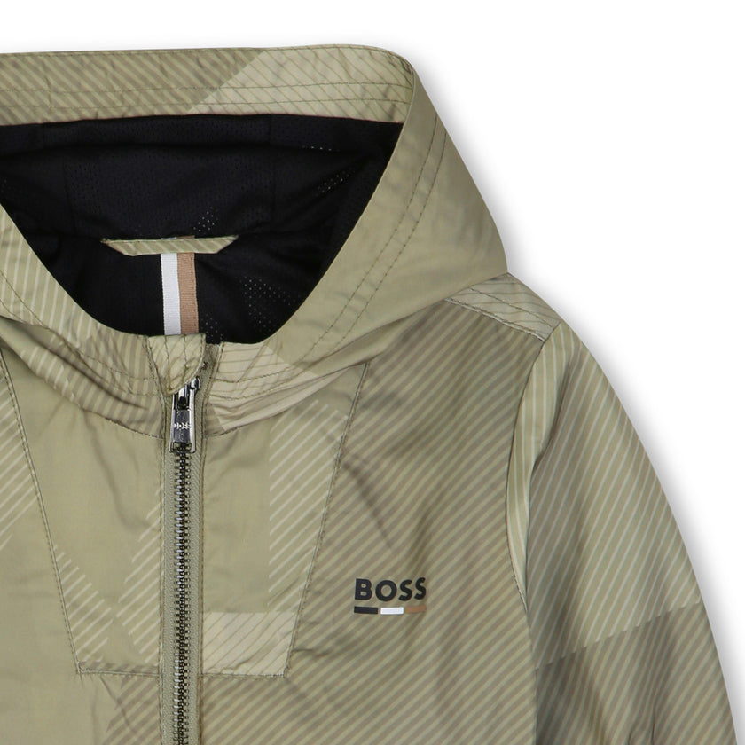 Geometric Pattern Hooded Jacket