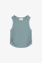 Rayon Rib Shirred Sleeveless Tank