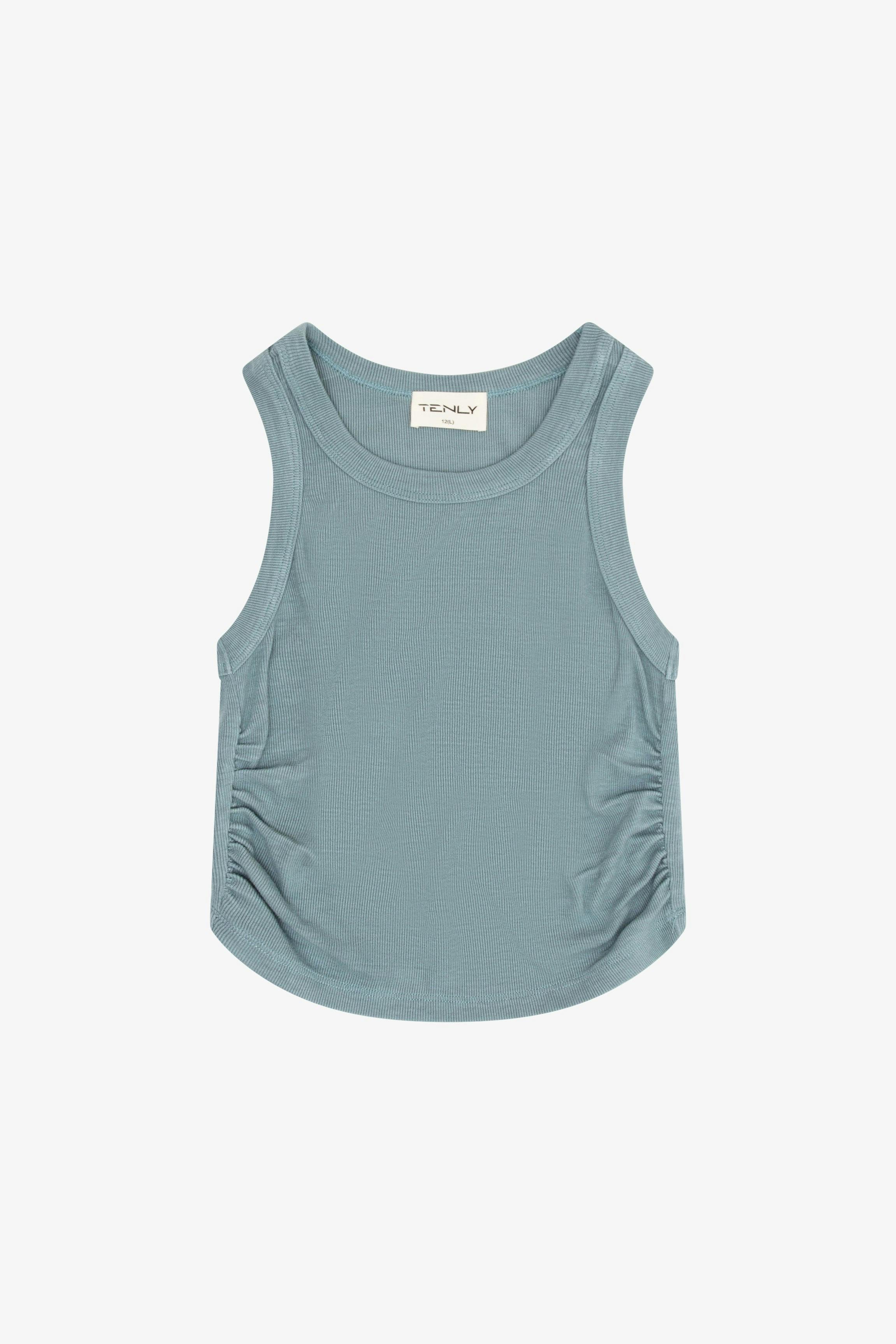 Rayon Rib Shirred Sleeveless Tank