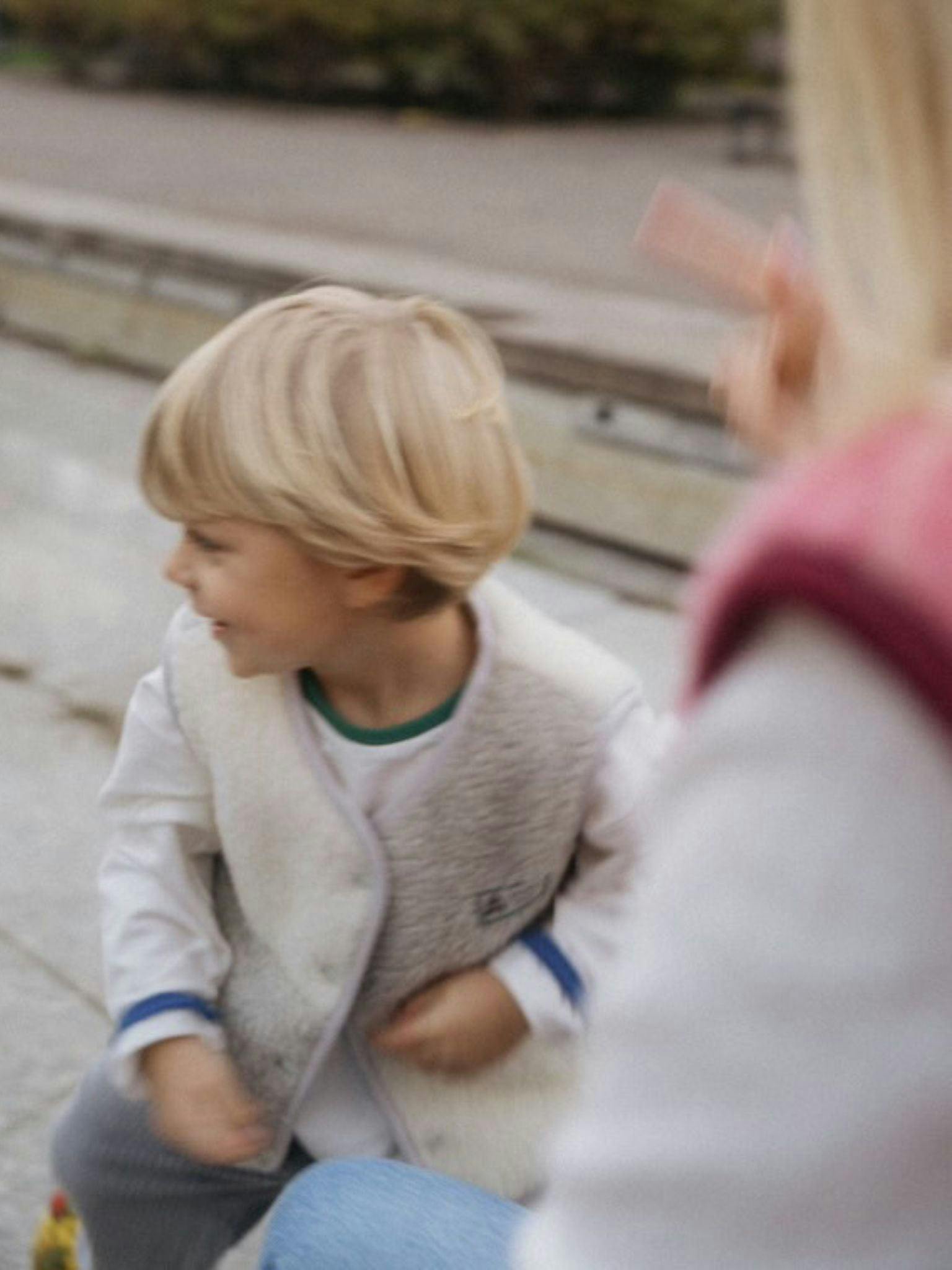 children's merino wool vest - cream & grey