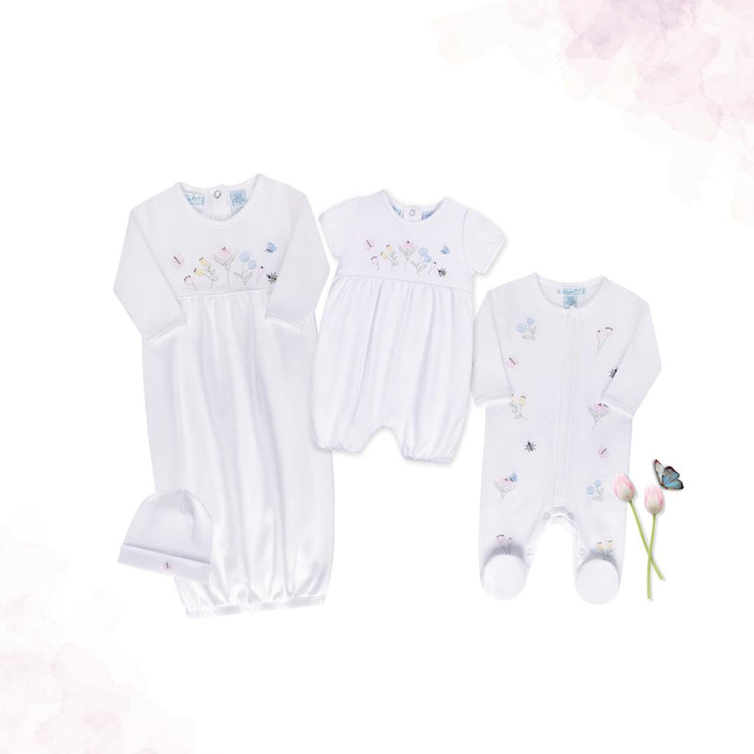Garden Embroidered Cotton Shortall White