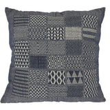 Artisan Hand Loomed Cotton Square Pillow - Indigo Blocks - 24" Arcadia Home
