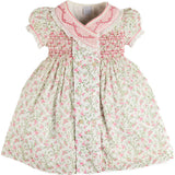 Alice Floral Double Breasted Hand Smocked Dress in Pink (12mths- 10yrs)