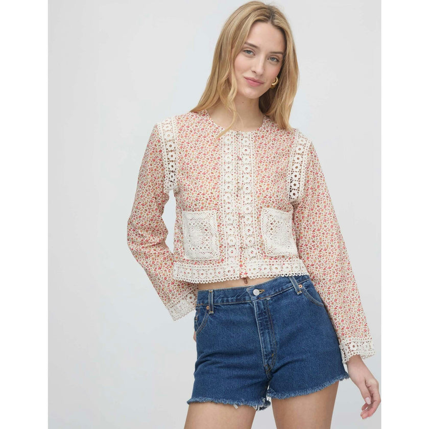 The Tory Top - Ivory Geo Ditsy