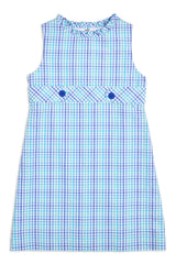 Plaid Seersucker Dress With Button Tabs