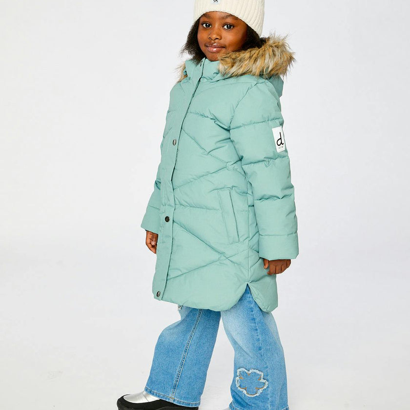 Long Winter Puffer Coat Sage Green