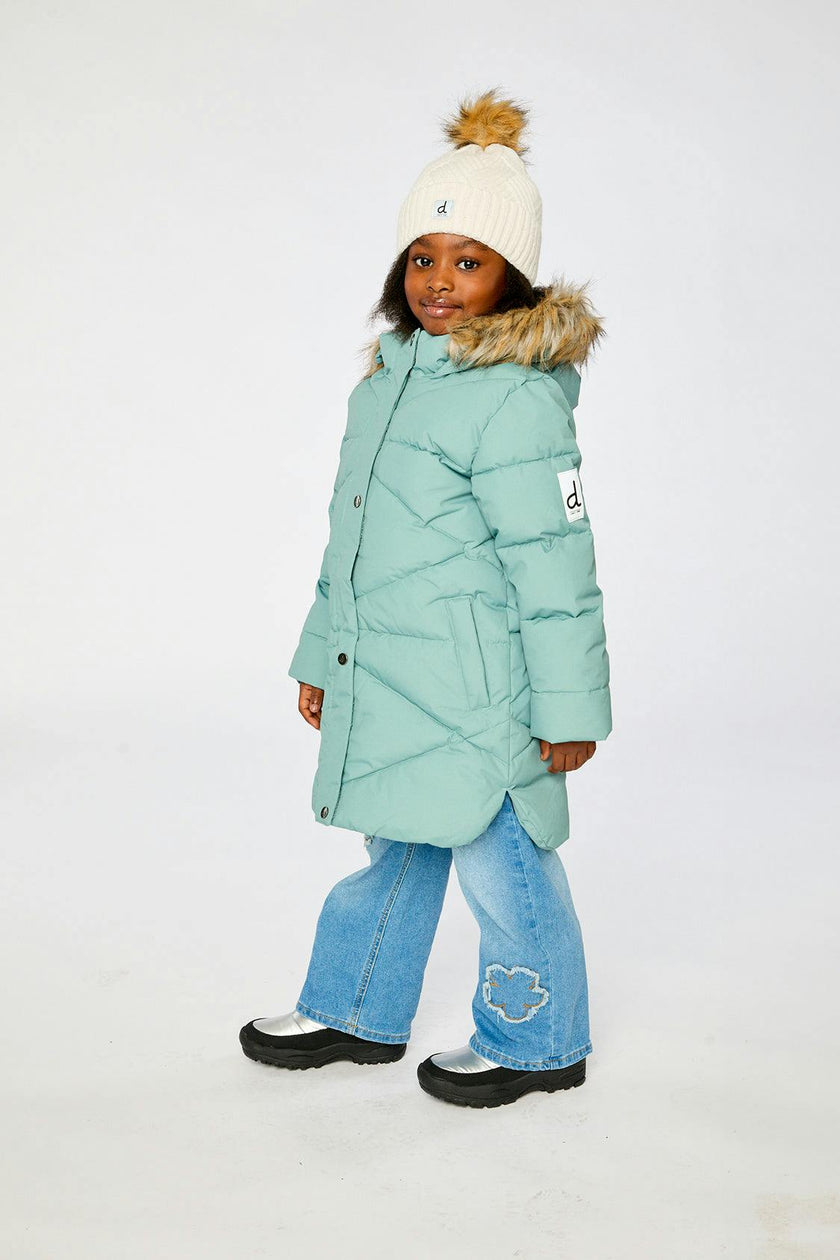 Long Winter Puffer Coat Sage Green