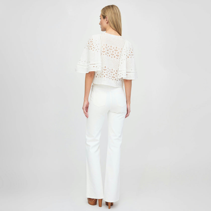 The Meadow Top - White Floral Broderie