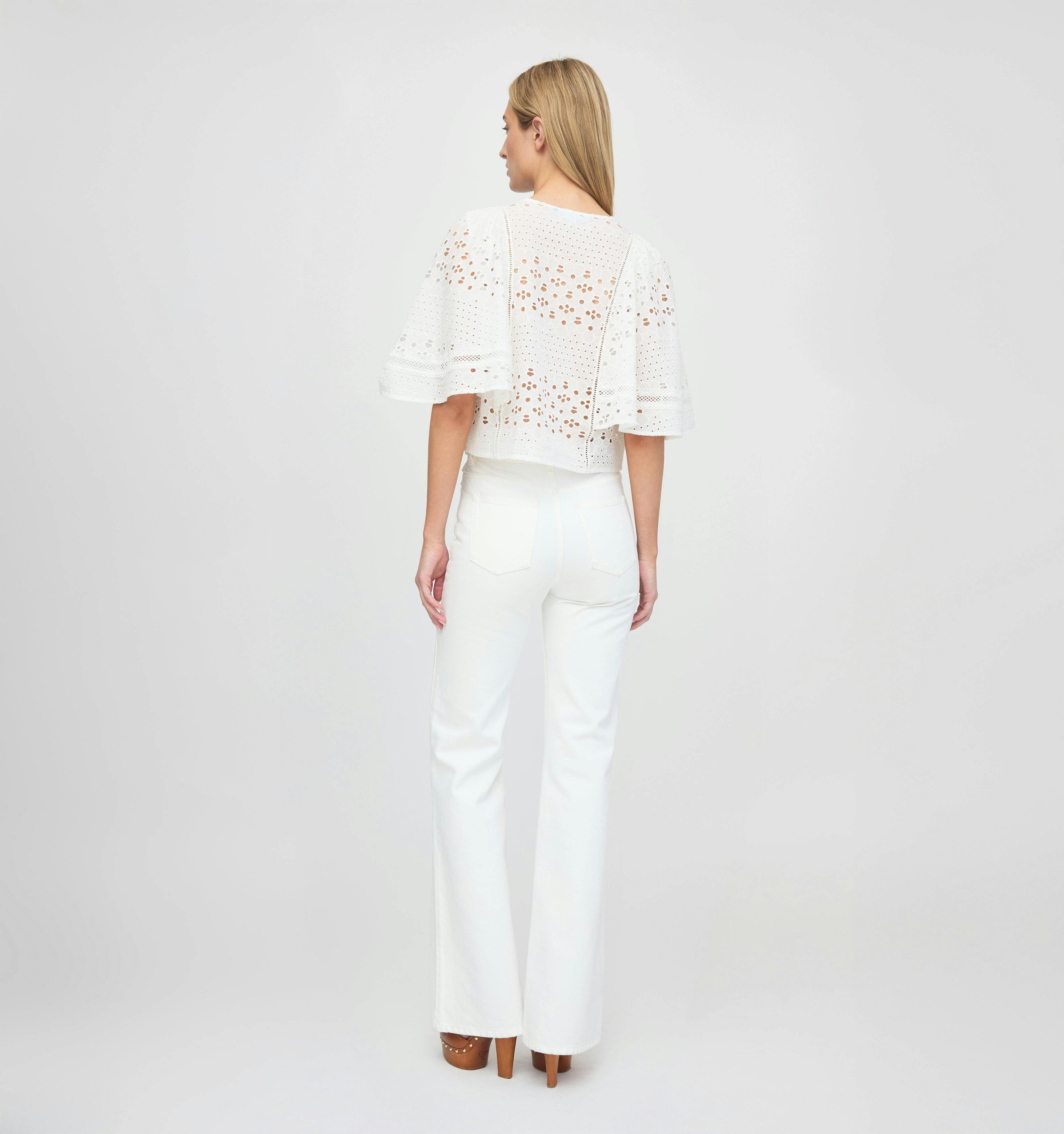 The Meadow Top - White Floral Broderie
