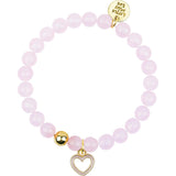 Gemstone Bracelet With Heart Enamel Charm