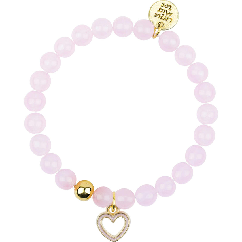 Gemstone Bracelet With Heart Enamel Charm