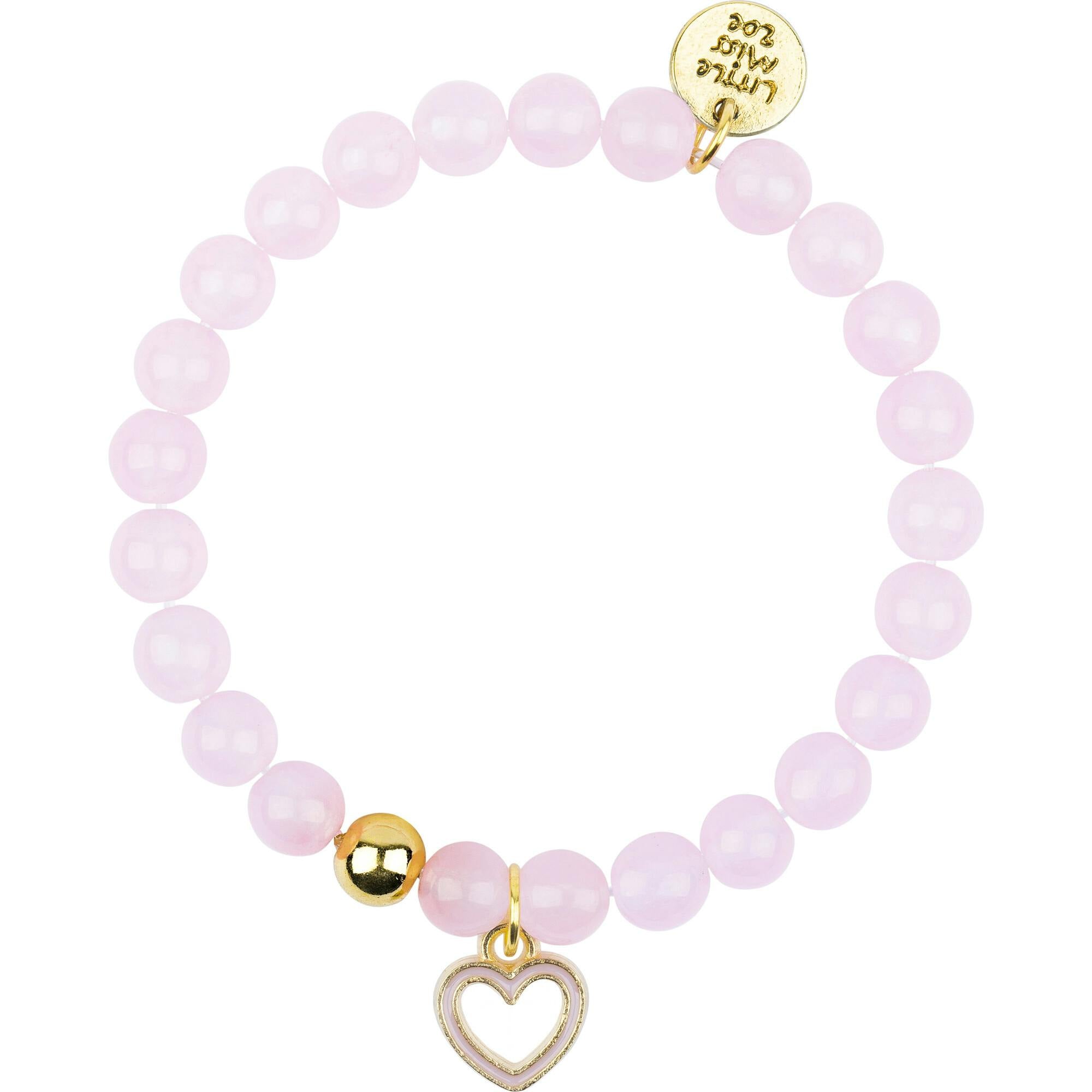Gemstone Bracelet With Heart Enamel Charm