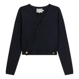 Cropped Double Breasted Wrap Sweater
