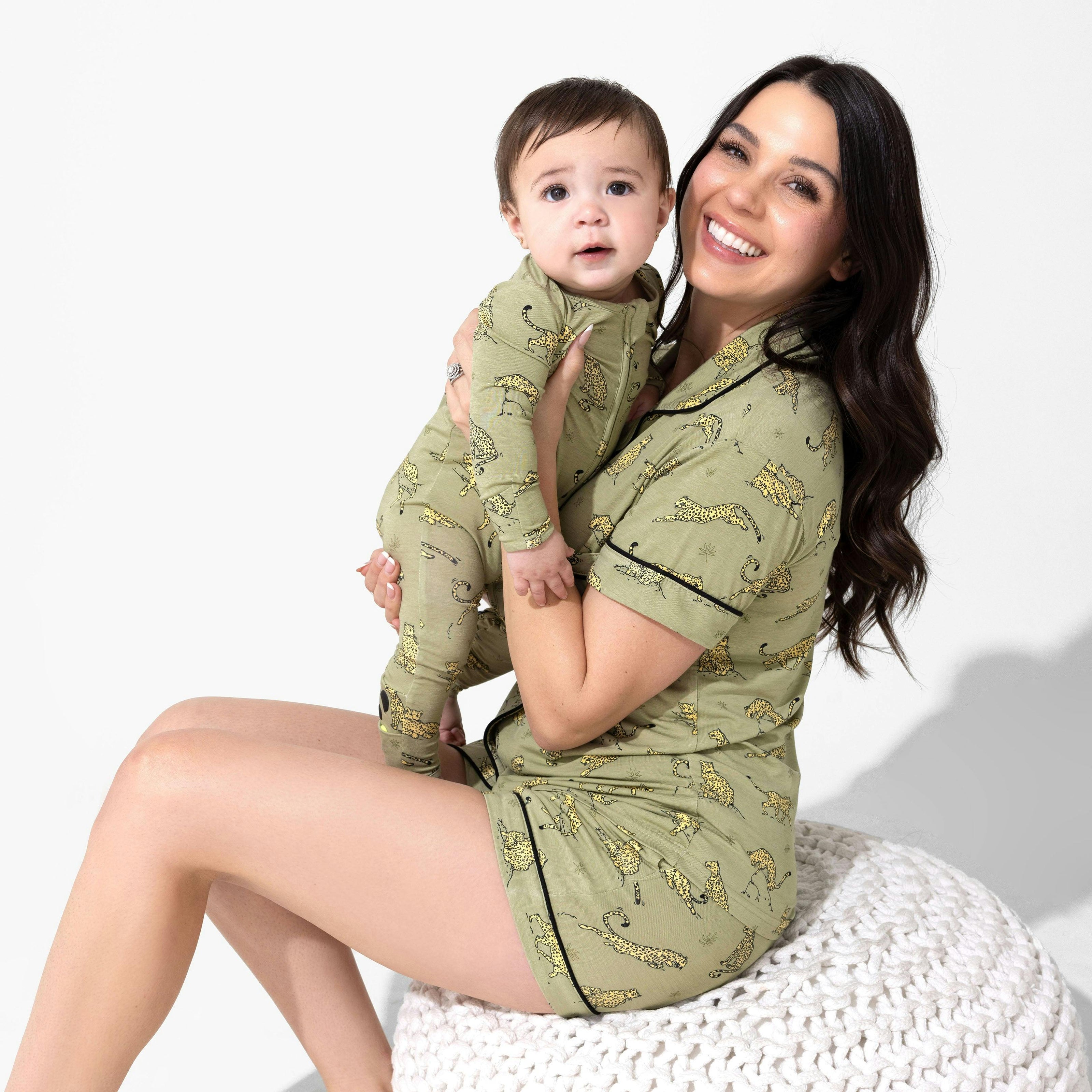 Sage & Spots Leopard Bamboo Women's Pajama Short Set