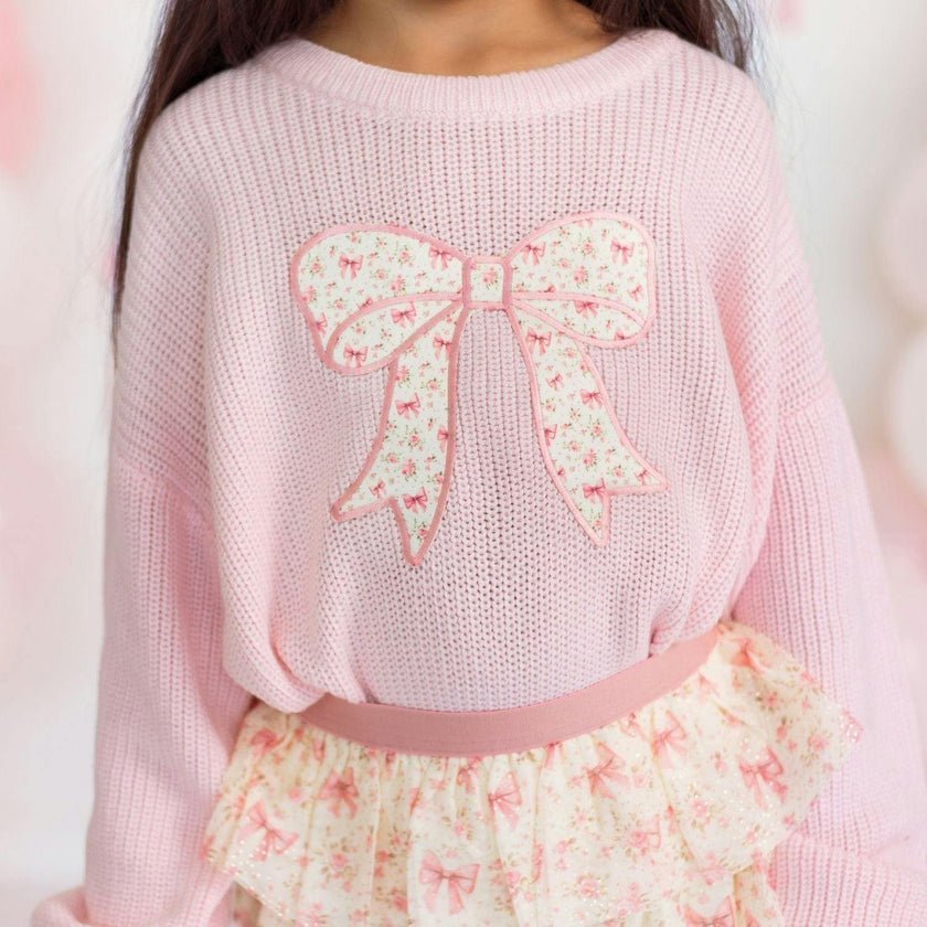 Ditsy Floral Bow Knit Sweater