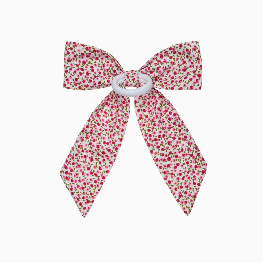 Extra Large Bow Hair Bow Pony in Red Cherry Floral