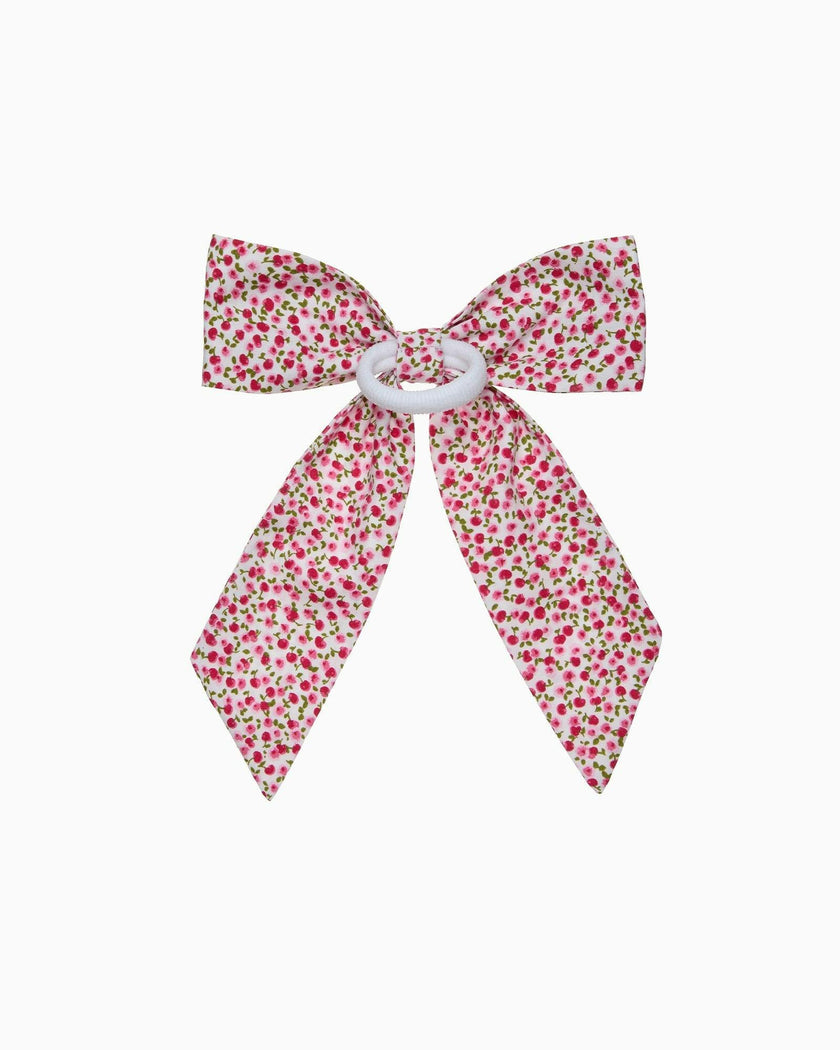 Extra Large Bow Hair Bow Pony in Red Cherry Floral