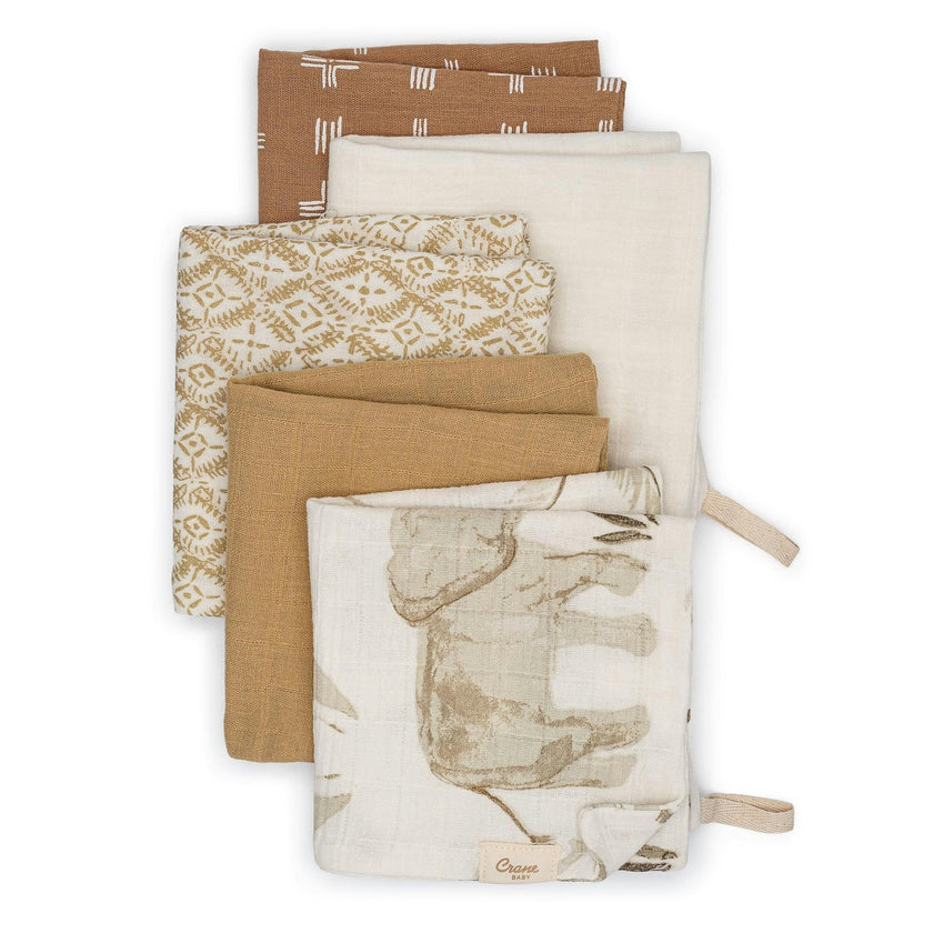 Kendi Safari Animal Cotton Washcloth (Set of 5)