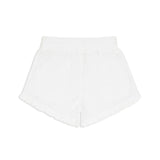 girls white ruffle french terry short