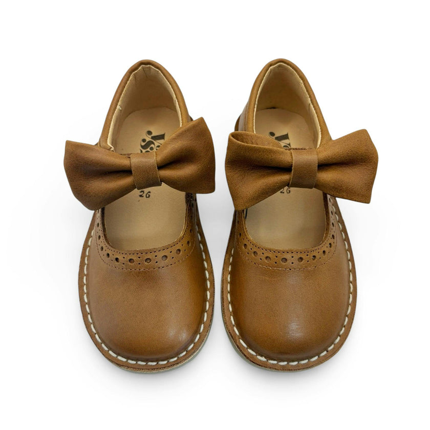 Martha Bow Mary Jane Kids Shoe - Tan Leather