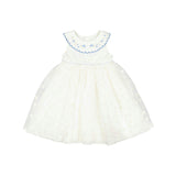 Cordelia White Blue Sleeveless Empire Dress
