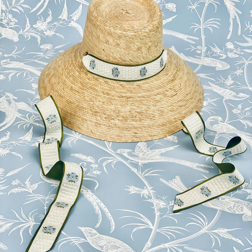 Wildflower Sun Hat (PreOrder Shipping June 15th) - Red Wide & Short Grosgrain Ribbon