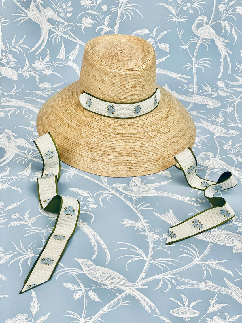 Wildflower Sun Hat (PreOrder Shipping June 15th) - Red Wide & Short Grosgrain Ribbon