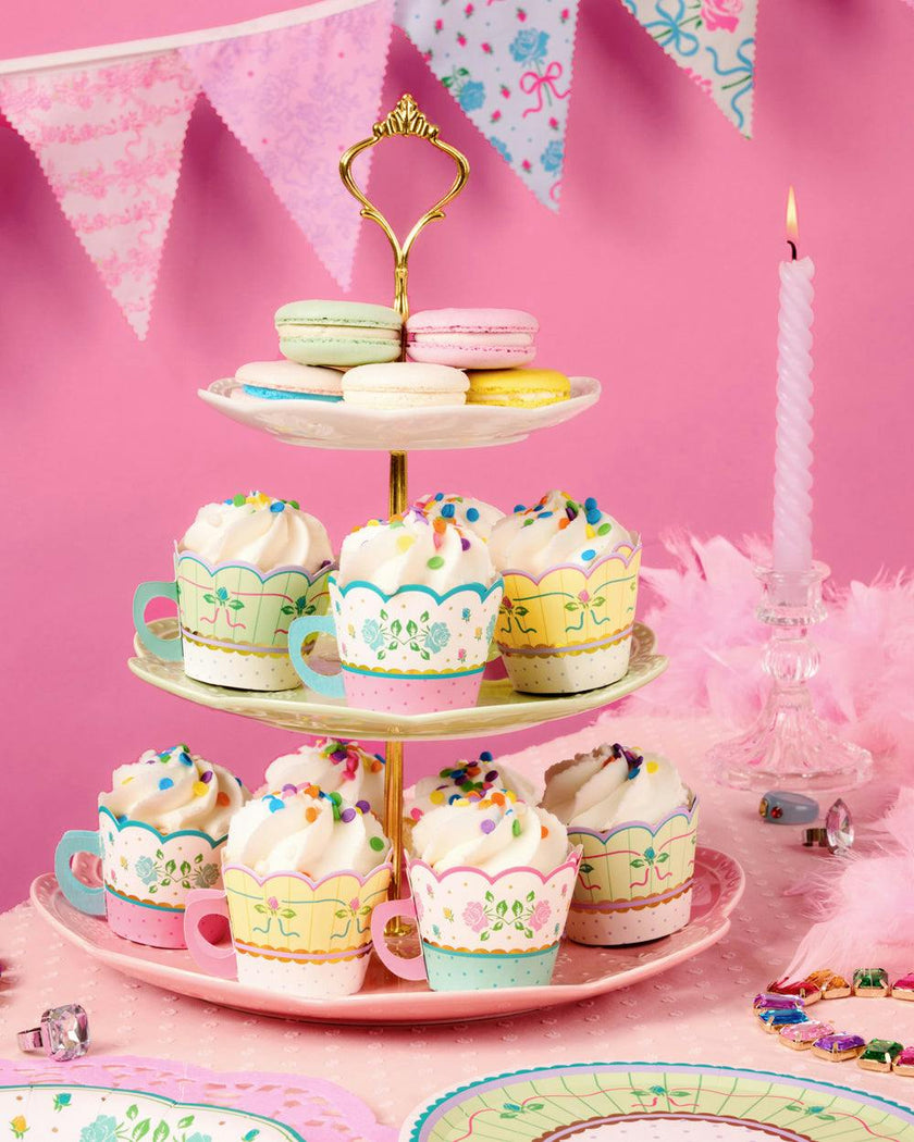 Tea Party Cupcake Wrappers - 24 pc tea cup set