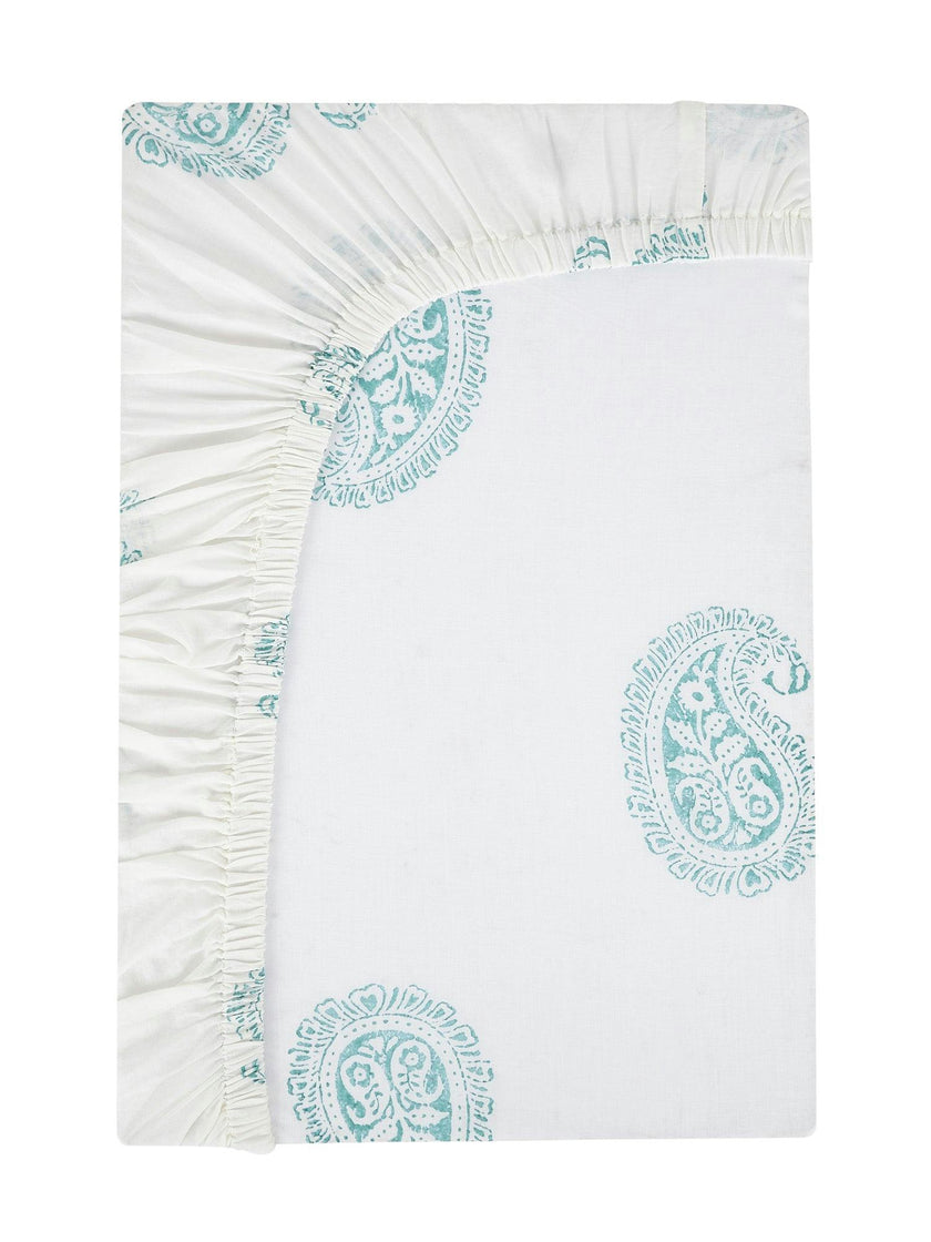 Block-Printed Cotton Fitted Crib Sheet