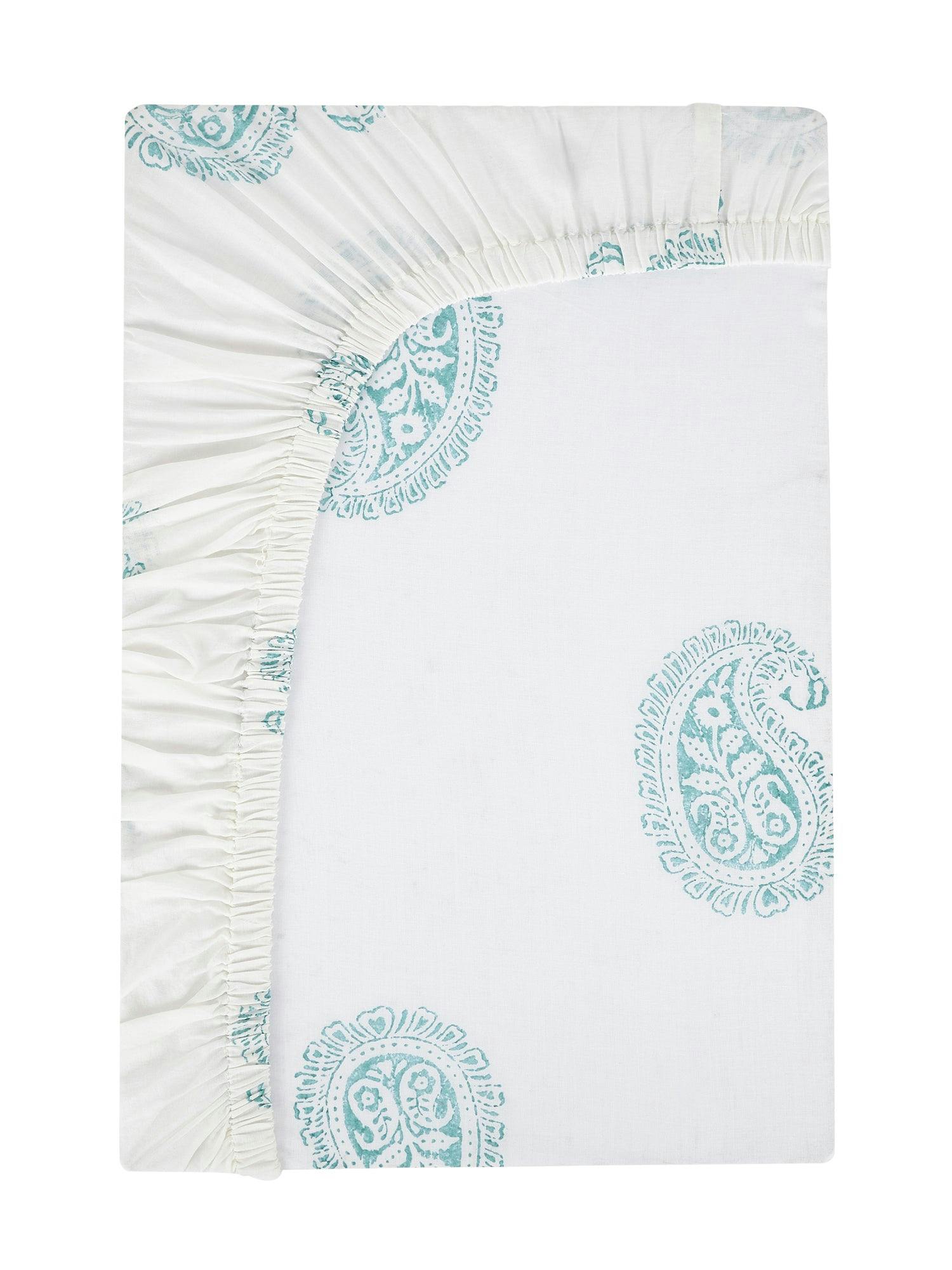 Block-Printed Cotton Fitted Crib Sheet