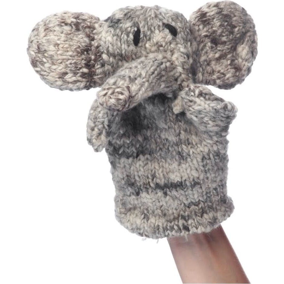 Organic Wool Knit Hand Puppet  | Elliot the Elephant