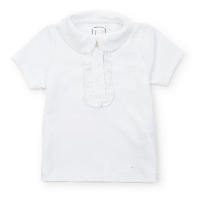 Jane Girls' Pima Cotton Short Sleeve Polo Shirt White