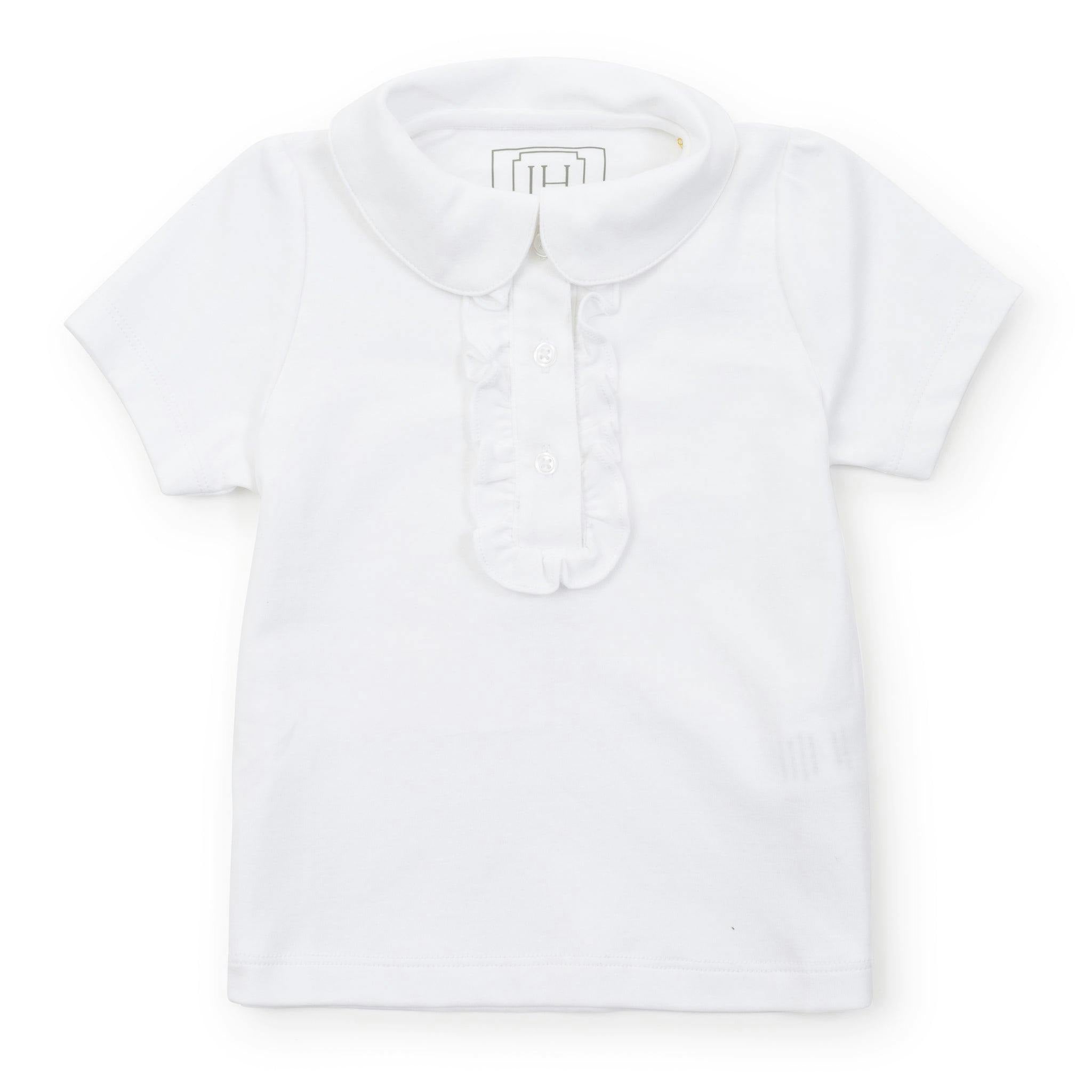 Jane Girls' Pima Cotton Short Sleeve Polo Shirt White