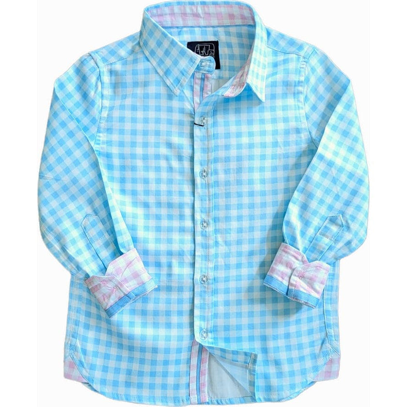 Gingham Blue Shirt in Long Sleeves
