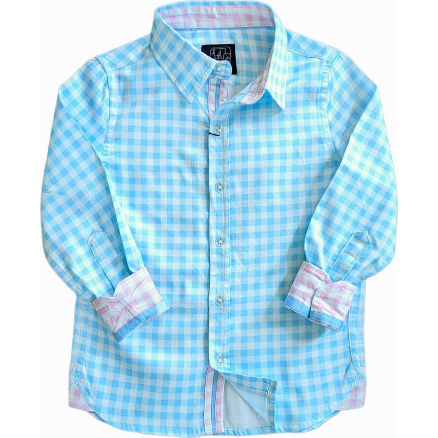 Gingham Blue Shirt in Long Sleeves