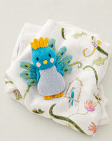 Tropical Shawl Blanket and Violet the Peacock Set