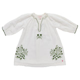 Girls Ava Dress - Green Embroidery