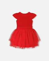 Bi-Material Dress Red
