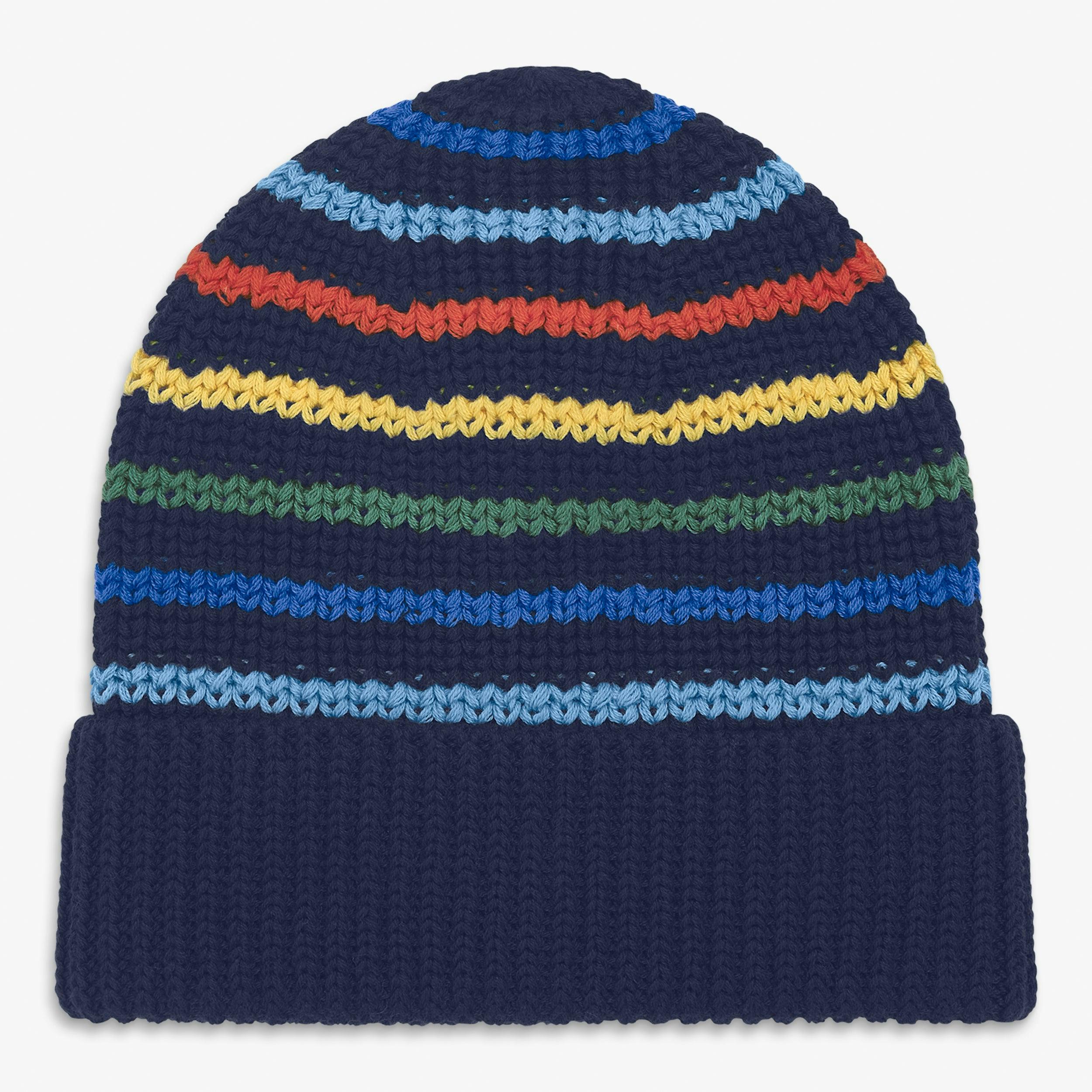 Kids cotton beanie in multi-stripe
