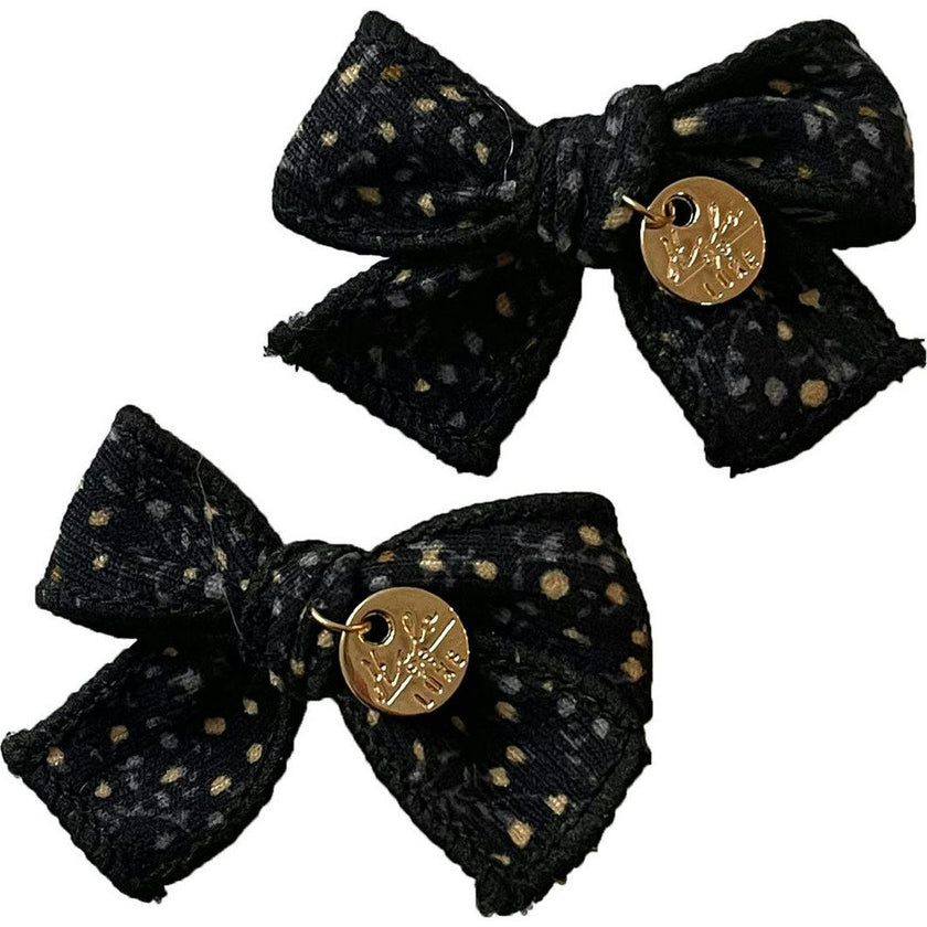 Elsie Printed Corduroy Double Bow Clip