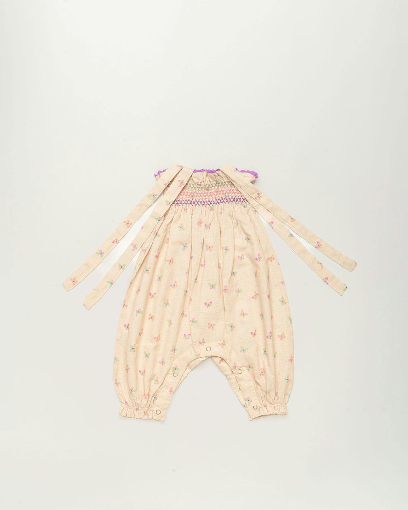 Audrey Overall Baby Romper - Butterfly print