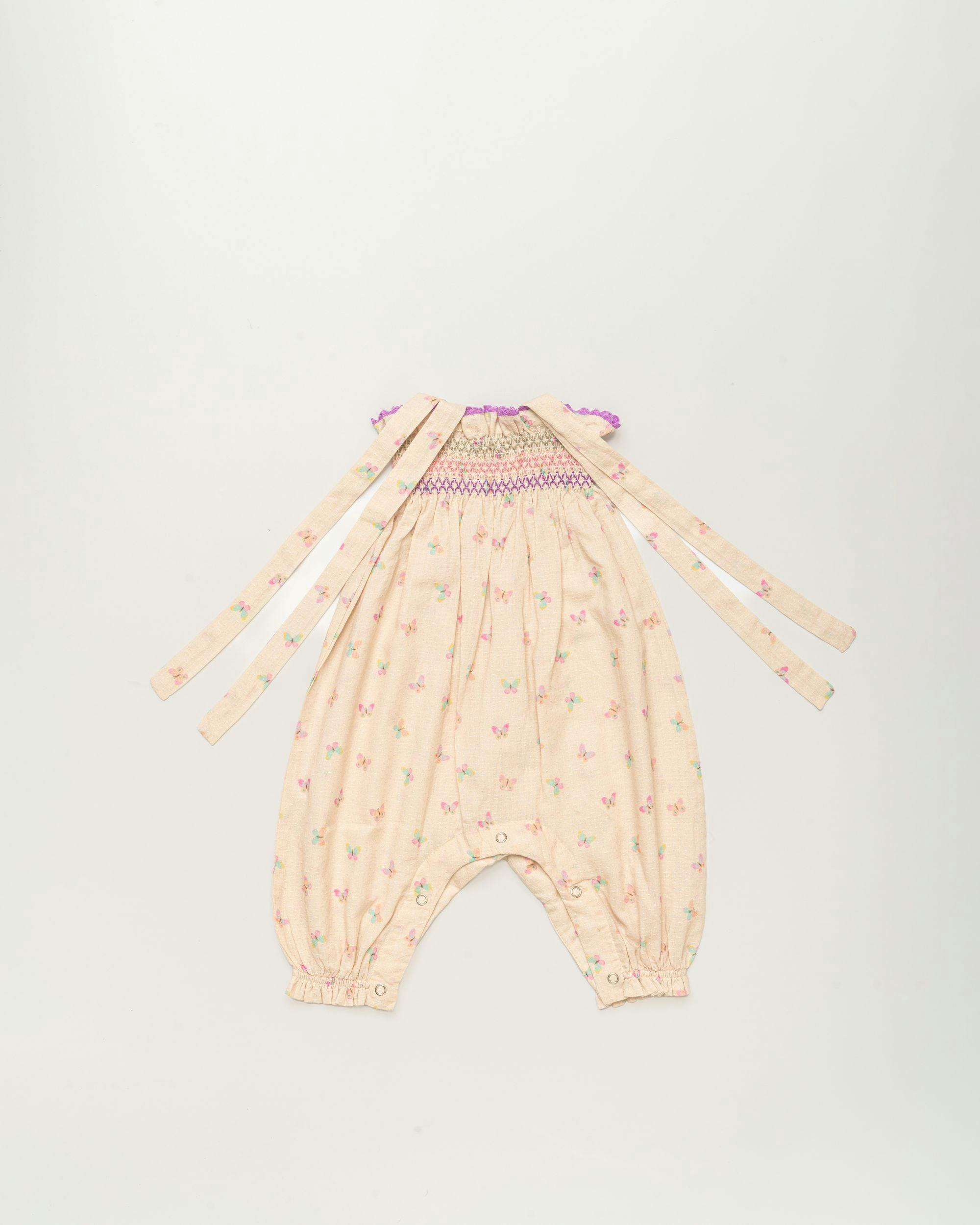 Audrey Overall Baby Romper - Butterfly print
