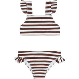 girls cocoa stripe tie back bikini